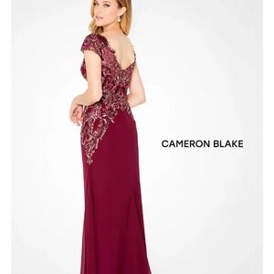 Cameron Blake Backless Burgundy Dress